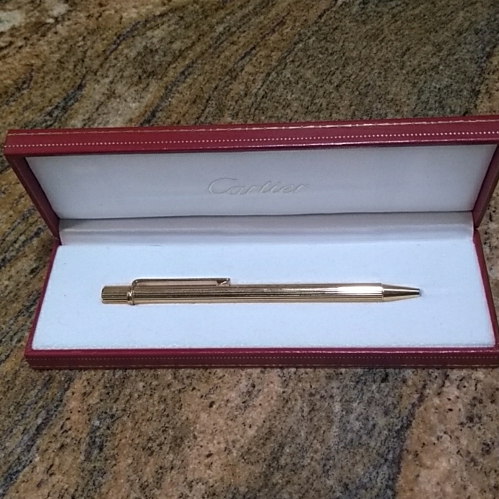 Cartier Gold Tone Authentic Ballpoint Pen with Box